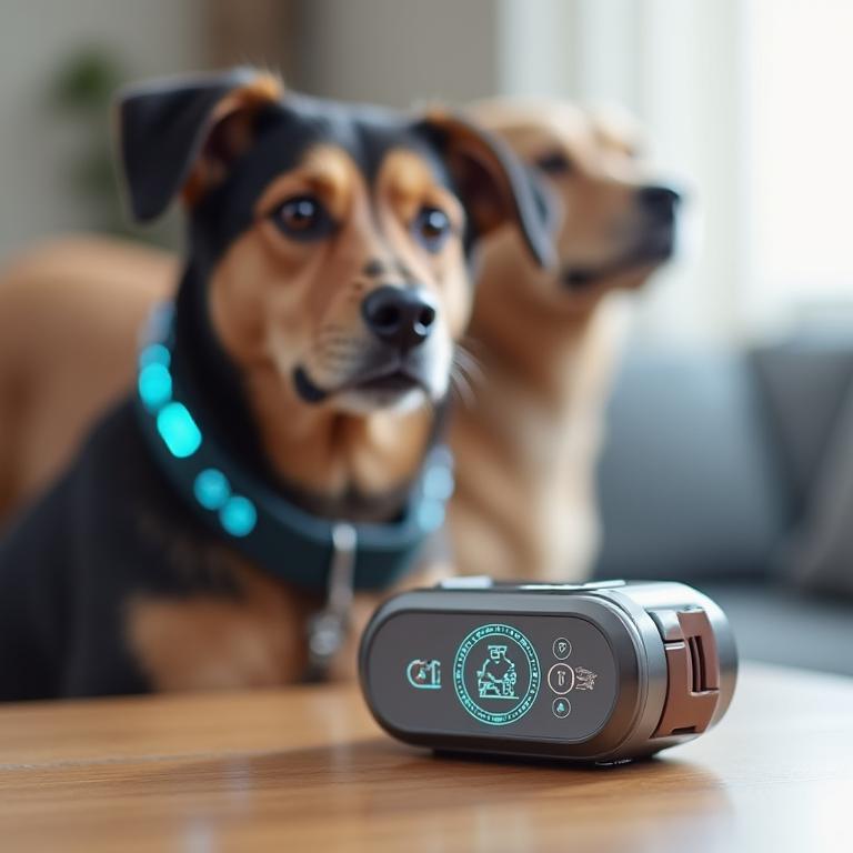 Gadget teknologi haiwan moden dengan kolar pintar untuk latihan